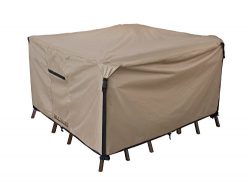 Square/Round Patio Heavy Duty Table Cover 600D Tough Canvas 100% Waterproof & UV-resistant O ...