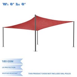 E&K Sunrise 8′ x 8′ Red Sun Shade Sail Square Canopy – Permeable UV Block  ...