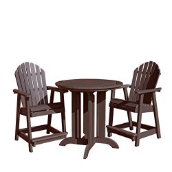 Highwood 3 Piece Hamilton Round Counter Height Dining Set, Weathered Acorn