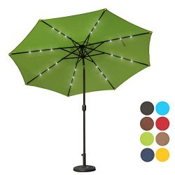 Sundale Outdoor 10 ft Solar Powered 24 LED Lighted Patio Umbrella Table Market Umbrella with Cra ...