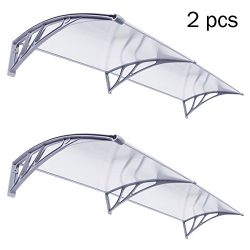 F2C 2pcs 1mx2m DIY Outdoor Polycarbonate Front Door Window Awning Patio glassy Cover Canopy (fou ...