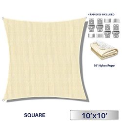 Windscreen4less Sun Shade Sail for Outdoor Patio Backyard UV Block Awning with Steel D-rings 10f ...