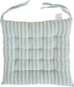Melange 100% Cotton Square 16″ x 16″ Chair Cushions, Set of 4, Green Stripes