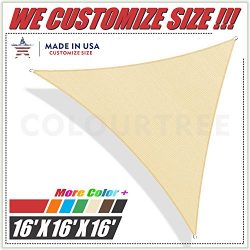 ColourTree 16′ x 16′ x16′ Sun Shade Sail Triangle Beige Canopy Awning Shelter  ...