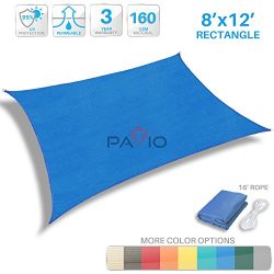 Patio Paradise 8′ x 12′ Blue Sun Shade Sail Rectangle Canopy – Permeable UV Bl ...