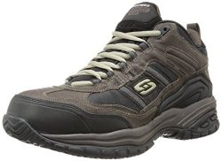 Skechers Men’s Work Relaxed Fit Soft Stride Canopy Comp Toe Shoe, Brown/Black – 12 3E US