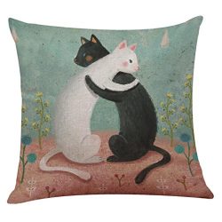 Square Throw Pillowcase, Kimloog Cute Cat Home Sofa Bed Decoration Waist Throw Cushion Cover (T)