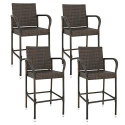 Nova Microdermabrasion Rattan Wicker Bar Stool Outdoor Backyard Chair Patio Furniture Chair With ...