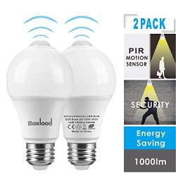 2 Pack Boxlood 12W Smart Auto-on/off LED Security Bulb Built-In Infrared Motion Detector Sensor  ...