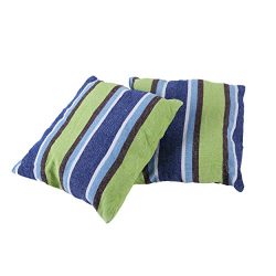 2 Pack 18×18 Pillow Cushions – Blue and Green Striped – Best Used For Hammocks, ...