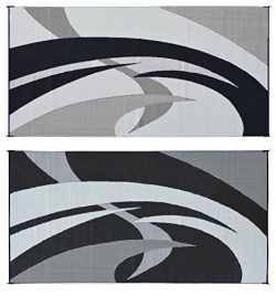 Reversible Mats 159181 Black/White 9’x18′ Swirl Pattern Mat