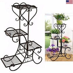 4 TIER Metal Shelves Flower Pot Plant Stand Display Indoor Outdoor Garden Patio