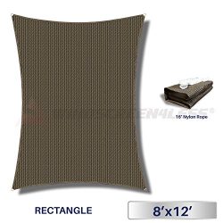 Sun Shade Sail Brown 8′ x 12′ Rectangle Patio Permeable Fabric UV Block Perfect for  ...