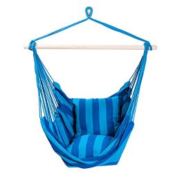 SUNMERIT Hanging Rope Hammock Chair Swing Seat for Indoor or Outdoor Spaces,275 lbs Capacity,2 S ...