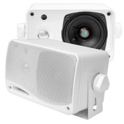 3-Way Weatherproof Outdoor Speaker Set – 3.5 Inch 200W Pair of Marine Grade Mount Speakers ...