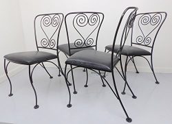 Wire Dining Chairs Wrought Iron Metal Set of 4 Patio