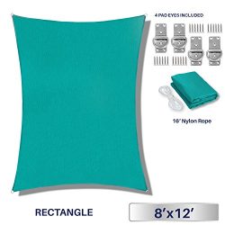 Windscreen4less 8′ x 12′ Rectangle Sun Shade Sail – Solid Turquoise Durable UV ...