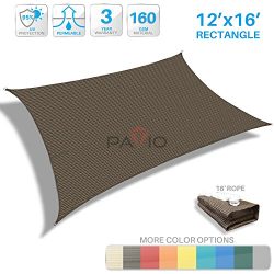 Patio Paradise 12′ x 16′ Brown Sun Shade Sail Rectangle Canopy – Permeable UV  ...