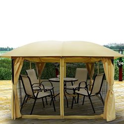 Quictent 11.5×11.5 Metal Gazebo with Netting Screened Pergola Canopy Patio Gazebo Heavy Dut ...