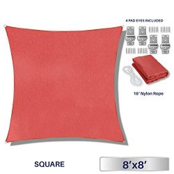 8′ x 8′ Sun Shade Sail UV Block Fabric Canopy in Ruby Red Square for Patio Garden Cu ...