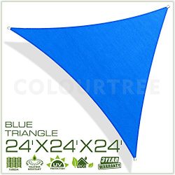 ColourTree 24′ x 24′ x 24′ Sun Shade Sail Canopy  Triangle Blue – Commer ...