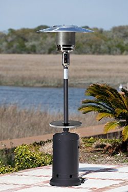 Golden Flame 46,000 BTU [XL-Series] Matte-Black Patio Heater w/Drink Table and Wheels (Propane)