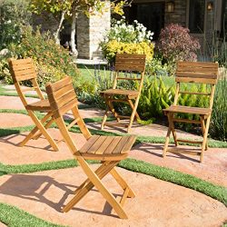 Vicaro | Acacia Wood Foldable Outdoor Dining Chairs | Set of 4 | Perfect for Patio | with Natura ...