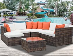 Leisure Zone 5-Piece Patio Furniture Set Outdoor Sectional Conversation Set with Soft Cushions ( ...