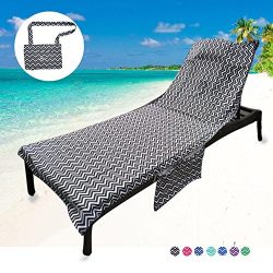 Youlerbu Beach Chair Cover, Patio Chaise Lounge Chair Covers for Pool Outdoor Lounger Chairs and ...