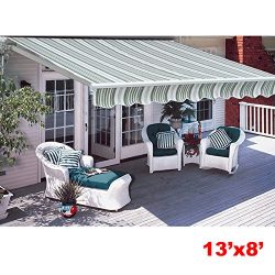 CO-Z Manual Patio Shade Retractable Deck Awning Sun Shade Shelter Canopy (13′ x 8′)