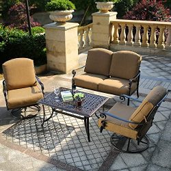 Domi Outdoor Living Patio Furniture Dining Set 4 PCS Garden Outdoor Indoor Furniture Set with 2  ...
