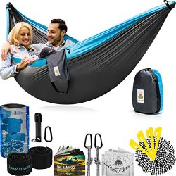 Double Camping Hammock With Straps – UNIQUE 4in1│Complete Fast Setup Hammocks Bundle, Waterproof ...