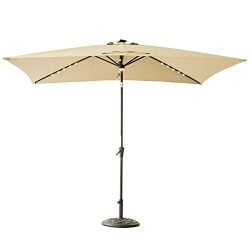 C-Hopetree Rectangle LED Patio Umbrella, 6ft 6in x 10 ft’ Outdoor Market Parasol with Cran ...