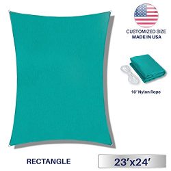 Windscreen4less 23′ x 24′ Rectangle Sun Shade Sail – Solid Turquoise Durable U ...