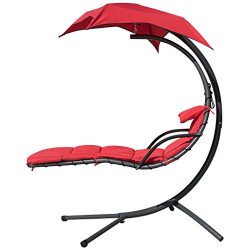 Finether Hanging Chaise Lounge Chair | Detachable Outdoor orIndoor Hammock Chair Swing with Arc  ...