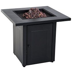 Outsunny 50,000 BTU Steel Outdoor Lava Rock Propane Gas Fire Pit Patio Table Patio Table – ...