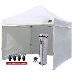 Eurmax 10’x10′ Ez Pop-up Canopy Tent Commercial Instant Tent with 4 Removable Zipper ...