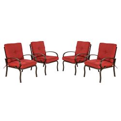 Cloud Mountain Set of 4 Patio Club Chairs Outdoor Patio Dining Chairs Wrought Iron Set Garden Di ...