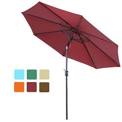 FARLAN Patio Umbrella 9 Ft Outdoor Table Aluminum offset market umbrellas with Push Button Tilt  ...