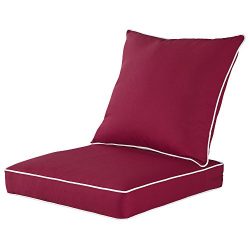 Qilloway Outdoor/Indoor Deep Seat Chair Cushions Set,Replacement Cushion for Patio Furniture.(Red)