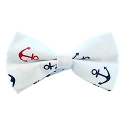 Gazebo Green Pre-Tied Cotton Bow Tie – Novelty Prints Choose your Color (White with Anchors)