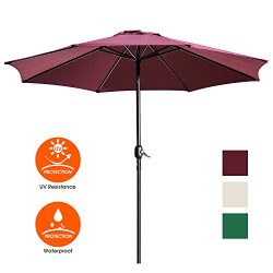 UHINOOS Patio Umbrella, 9 Ft Durable Alloy and Ribs outdoor umbrella,  Made of 100% durable poly ...
