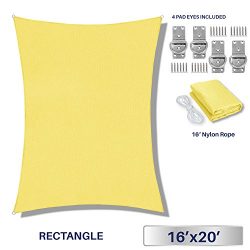 Windscreen4less 16′ x 20′ Rectangle Sun Shade Sail – Solid Canary yellow Durab ...