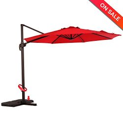 LCH 10ft Offset Cantilever Umbrella Outdoor Patio Backyard Market, Easy Open Lift, 360 Degree Ro ...