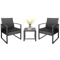 Homall 3 Pieces Patio Furniture Sets Clearance Bistro Set Patio Outdoor Rattan Patio Conversatio ...