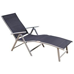 TOUCAN OUTDOOR Deluxe Aluminum Beach Yard Pool Portable Folding Reclining Adjustable Chaise Loun ...