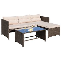 Homall 4 PC Wicker Outdoor Patio Furniture Set Rattan Sofa,Outdoor/Indoor Use for Backyard Porch ...