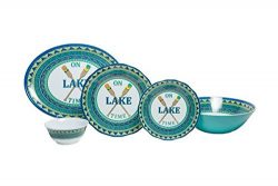 Galleyware On Lake Time 20-Piece Melamine Dinnerware Set, Service for 6 with Serving Bowl and Pl ...
