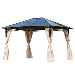 Outsunny 10′ x 12′ Steel Outdoor Steel Hardtop Party Gazebo Tent Canopy Cover Durabl ...