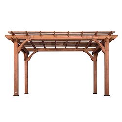 Backyard Discovery 1802513 Wooden Cedar Pergola, 10′ x 14′, Red Cedar Stained